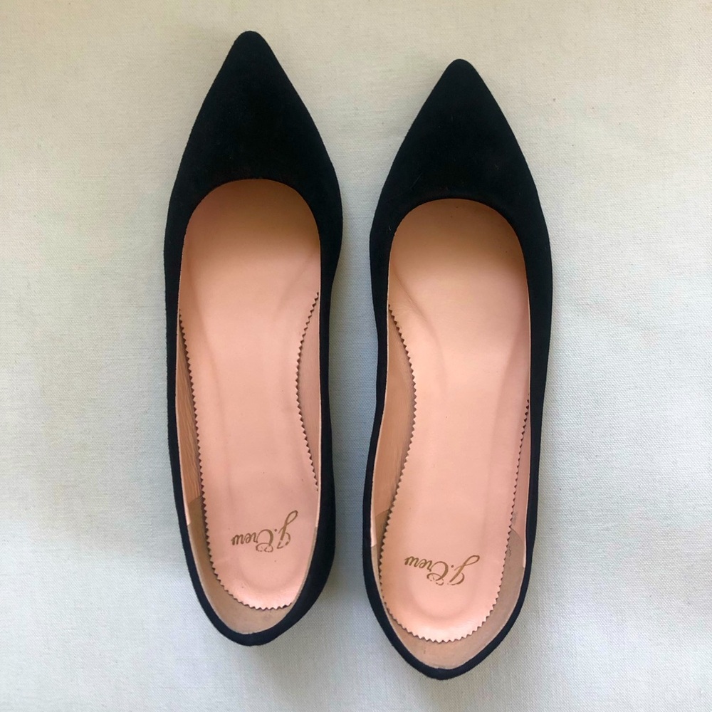 J CREW AMELIA BLACK SUEDE BALLET FLATS 8 M